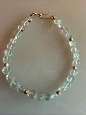 Hand Crafted/ Designed Bracelet Aquamarine & Silver with Clasp